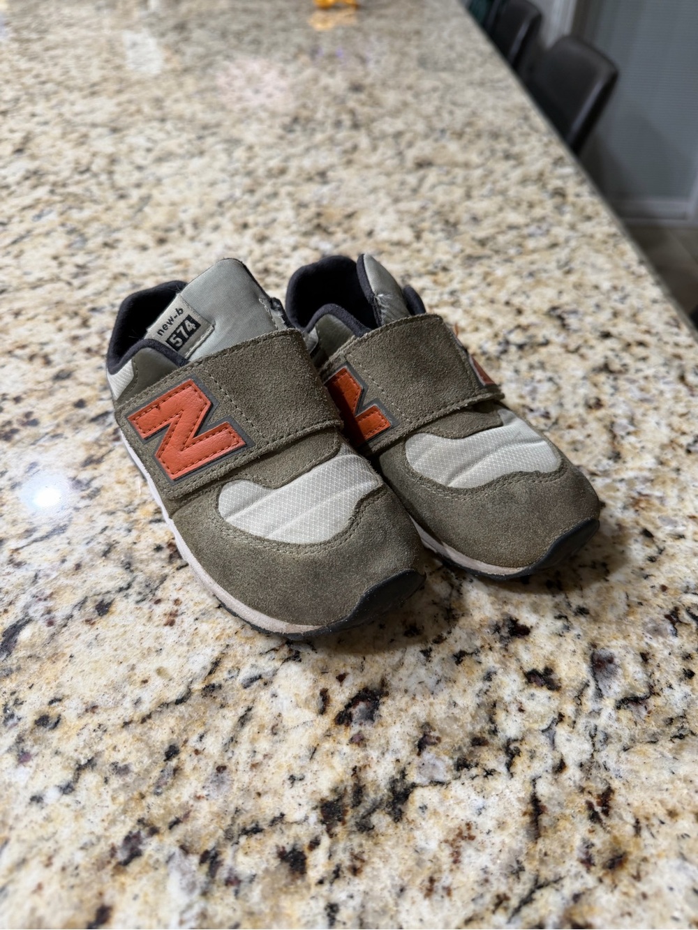 New Balance Kids Olive & Orange Velcro Sneakers - Picture 2 of 4